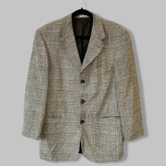 Vintage Bellissimo Hill Wool Blend Plaid Blazer Union Made in Canada - Picture 1 of 16